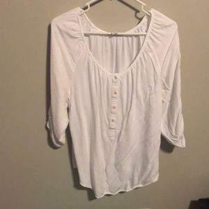 White 3/4 length sleeve blouse